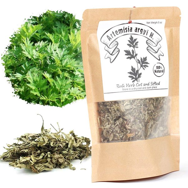 EidolonGreen [China Medicinal Herb] Chinese Mugwort (ai ye/艾叶/艾蒿/강화 약 쑥 차/Oriental Wormwood) Dried Bulk Herbs 3 Oz (88g)