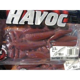 Berkley Havoc Soft Plastic Baits 2 Packs Havoc 3.5" Devil Spear Jr Soft Plastic Fishing Baits Cinnamon Brown Purp