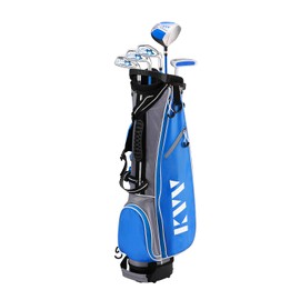 KVV Junior Complete Golf Club Set for Kids/Children Right Hand, 5-Piece Set Includes Oversize Driver, S#，7# & 9# Irons, Putter, Head Cover, Golf Stand Bag(Blue 11-13)