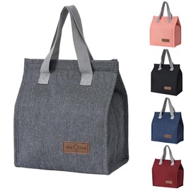 hzbaiyi Lunch Bags for Women Men Leak-Proof Lunch Box Bag Portable Tote Bag Thermal Cooler Waterproof for Adults Men Girls for Work School Picnic Travel (Grey)