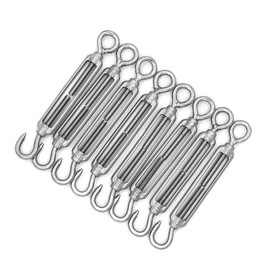 Pack of 8 NUZAMAS M6 Hook & Eye, C to O Fits Turnbuckle, 304 Stainless Steel, Hardware Kit for Wire Rope Tension Heavy Duty, for Sun Shade, Tent Awning Installation, Anti-Rust
