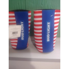 Bud Light pair of 24oz Bud light  stripe can Kolder koozie Beer Cooler