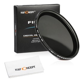 K&F Concept 46mm Variable ND2-ND400 Filters Adjustable Grey Filter Slim Fader ND with Microfibre Cleaning Cloth for Canon Nikon DSLR Camera (Nano-B Series)