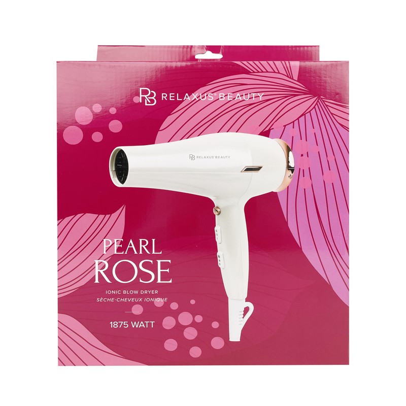 Relaxus Beauty Pearl Rose Ionic Blow Dryer with Concentrator Nozzle,