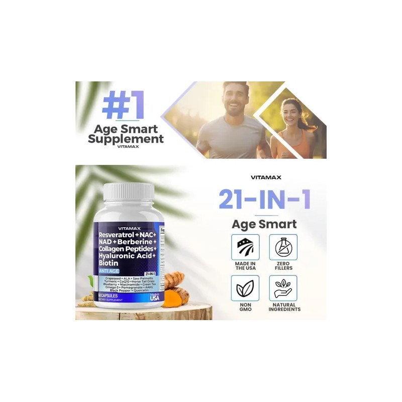 Resveratrol Nad+ Berberina + Nac + Ácido Hialurónico +biotin