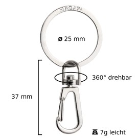 MAGATI Carabiner Key Ring with Rotating Key Ring - Compact Removable Carabiner Hook with Key Ring - Sturdy Small Key Carabiner with Hook as Key Holder, silver, Classic