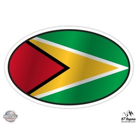 Guyana Flag Oval - 12" Vinyl Sticker Waterproof Decal