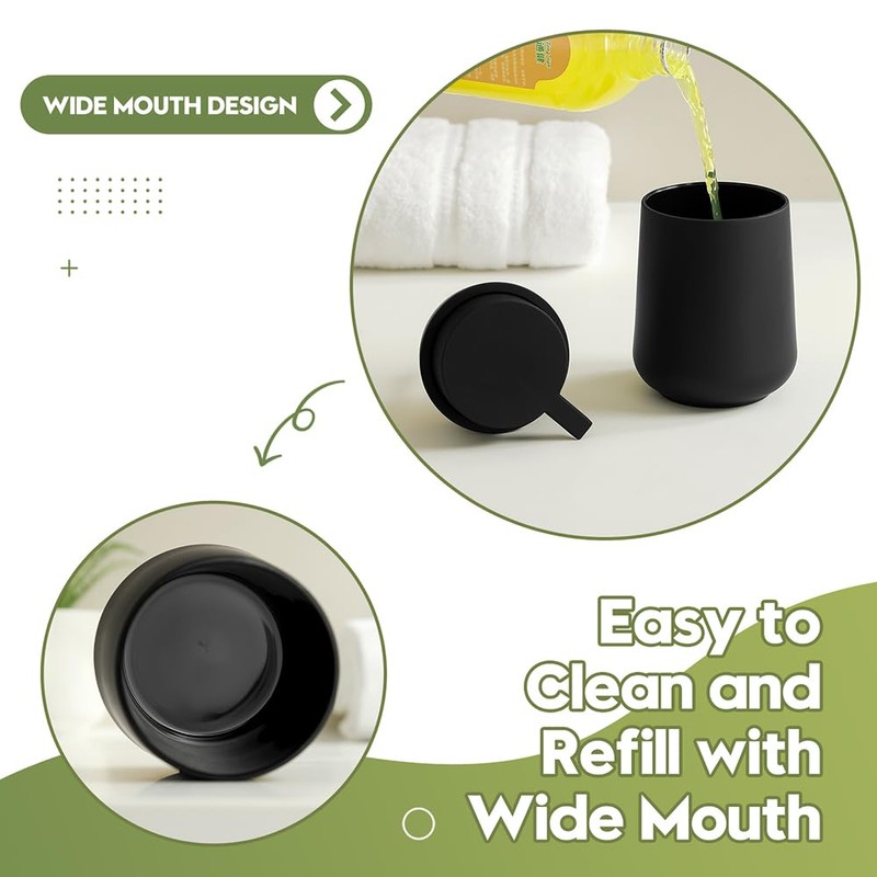 YAUKPH Matte Black Liquid Hand Soap Dispenser Plastic 11oz -