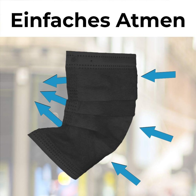 Pack of 10 Black Disposable Face Masks / Mouth Guards