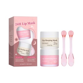 24H Lip Mask Set, Lip Sleeping Masks, Day and Night Lip Care, Strawberry Lip Balms + Coconut Lip Moisturiser