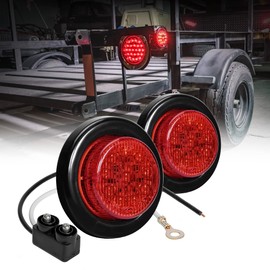 TRUE MODS 2pc 2" Red Round Trailer LED Clearance Marker Lights [DOT FMVSS 108] [SAE P2] [Reflector Lens] [Grommet] [Flush-Mount] [Waterproof IP67] Marker Clearance Lights for Trailer Truck