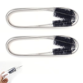 2PCS 155cm Flexible Feeding Tube Cleaning Brush Slim, Slim Pipe Cleaning Tool with Dual Nylon Bristles, Hair Clog Remover & Drain Unblocker Wire for Kitchen Sink, Aquarium, Bathroom Pipes