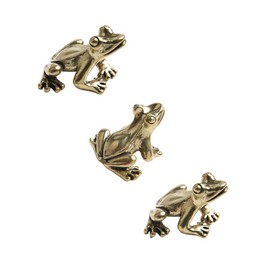 Opexicos 3Pcs Copper Mini Frog Decoration Brass Cute Frog Pocket Copper Frog Animal Bronze Carving Small Tea Pet