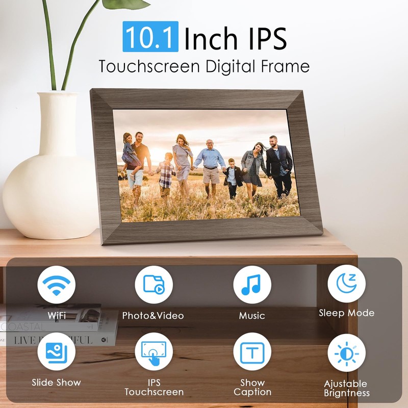 Canupdog 10.1 WiFi Digital Picture Frame, IPS Touch Screen Smart