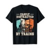 Easily Distracted By Trains Model Train Railroad Locomotive T-Shirt