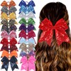 Large Sequin Cheer Hair Bow, Elastic Hair Tie with Ribbon,