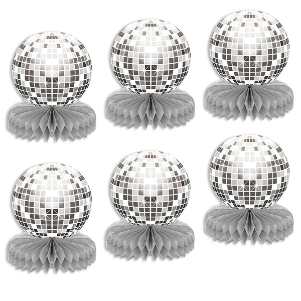 1 Set of 6 Disco Themed Honeycomb Birthday Party Glitter