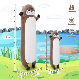 Sprinqdawin Large Otter Stuffed Animal,20” Long Otter Plush,Cute Plushies Animals Body Pillow,Kawaii Big Plush Toys Animal Gifts,Anime Sleeping Hugging Pillow Cushion for Kids Adult Birthday