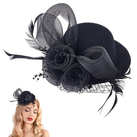 nbeads Mini Fascinator Hats, Vintage Fascinators Hats, Mini Hat Clips, Tea Party Fascinator Hats, Decorative Mini Hair Accessories for Girls, Women, Tea, Cocktail Party, White, 22.5 x 10.1 cm