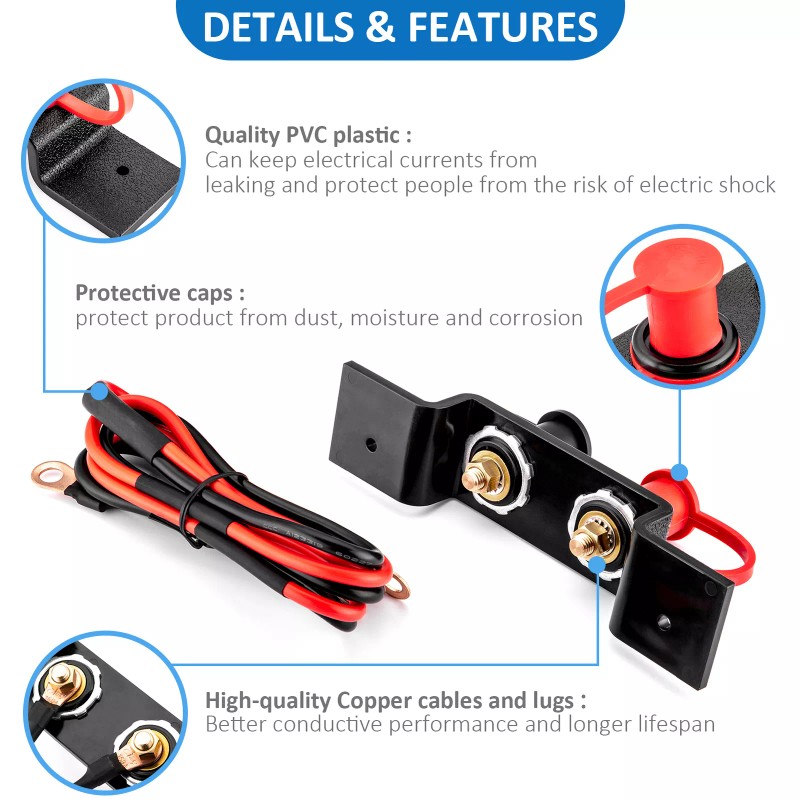 DYSO Battery Jump Post Remote Battery Terminal Relocation Kit for