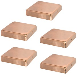 4x4 Copper Flat Top Post Caps (5-Pack) - Extended Lip - Solid Copper - Will Patina Naturally (3-1/2 x 3-1/2) (5, 4x4)
