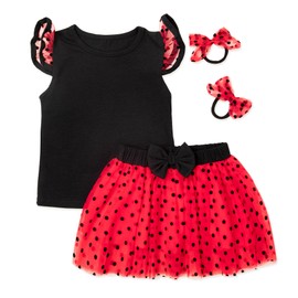 Sharkcostumdoo Toddler Girls Birthday Summer Clothes Set Tutu Cute Dot Short 4Pcs Outfits