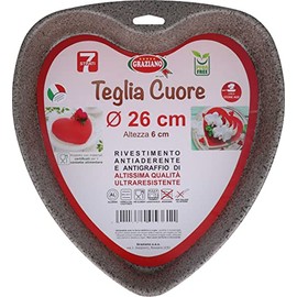 Graziano, Aluminium Heart Mould with 7 Layers Non-Stick Coating and Scratch Resistant, Ideal for Making Sweet and Salt Roasts and PFOA Free, Diameter 26 cm