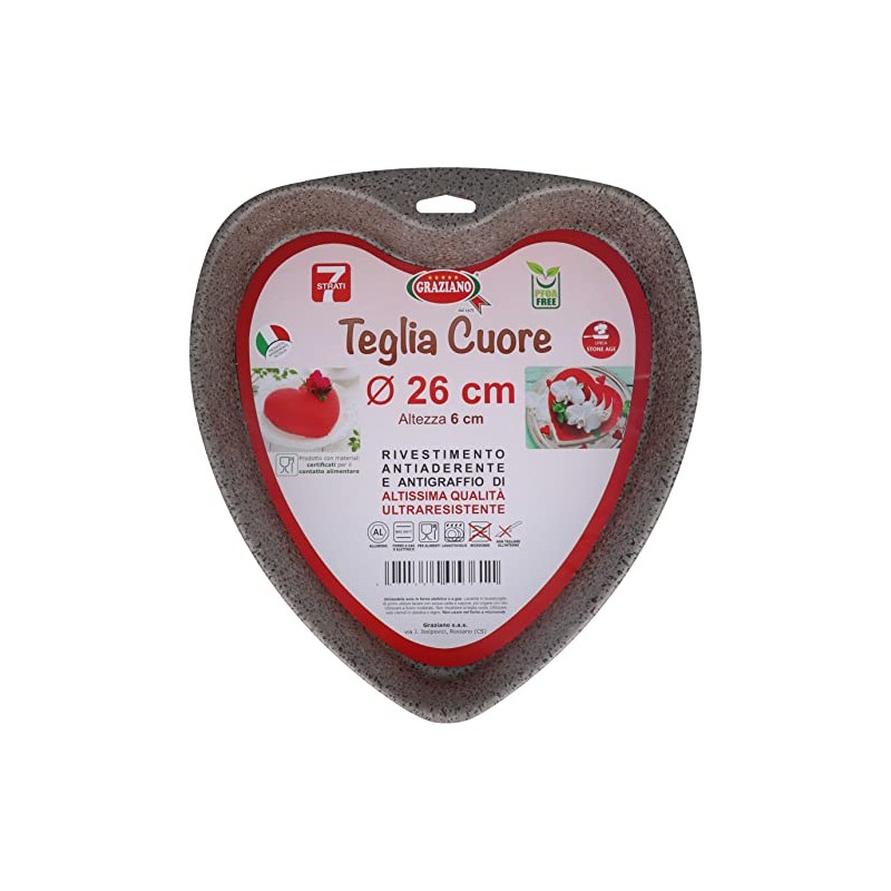 Graziano, Aluminium Heart Mould with 7 Layers Non-Stick Coating and