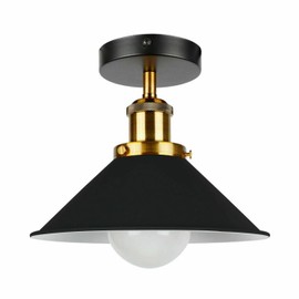 DC VOLTAGE Modern Industrial Metal Semi Flush Mount Ceiling Light 22cm Light Shade, E27 Base Lamp Holder for Kitchen Living Room Corridor Hallway Office