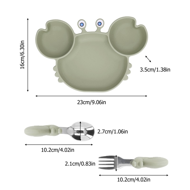3pcs Toddler Divided Plate Set Silicone Baby Suction Plate Anti