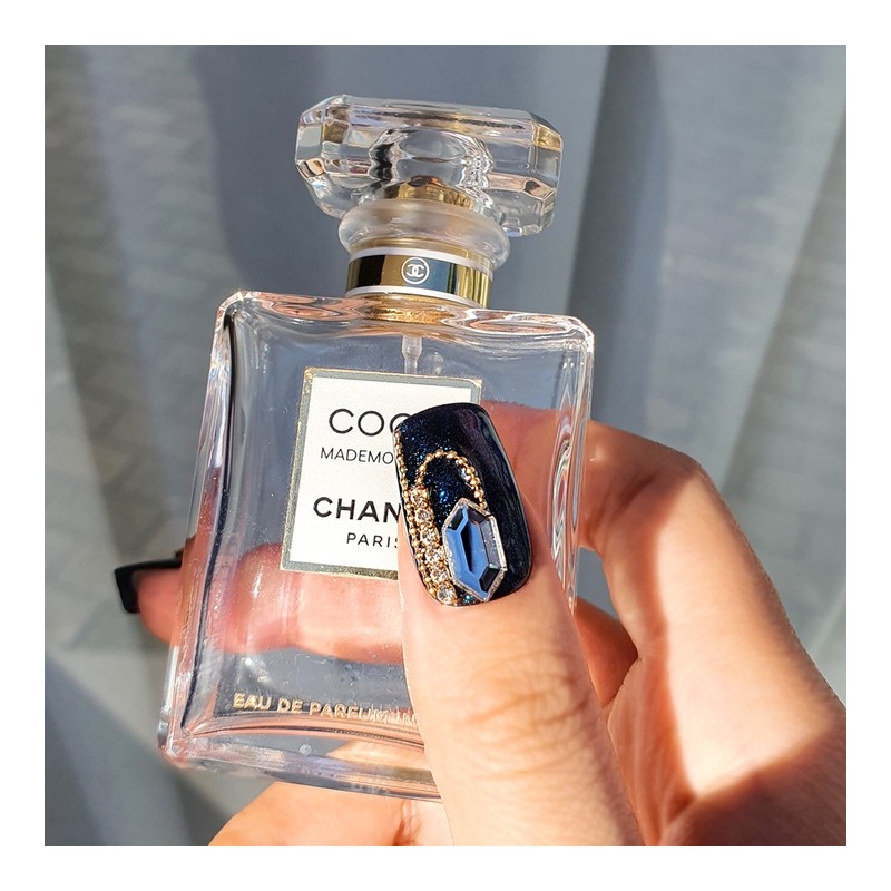 Deep Navy Handmade Nail Tips - Ballerina L / 딥