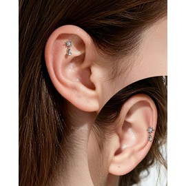 Agrewd Flat Back Cartilage Earring -G23 Solid Titanium Helix Earring Dangle-Internally Threaded Tragus Earring- 16G 6mm Helix, Conch, Tragus, Flat Back Stud Jewelry
