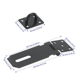 4 PCS 4 Inch Black Stainless Stee Door Padlock Hasp, Padlock Clasp with Screw, Shed Lock Door Latch Hasp for Door Window Cabinet