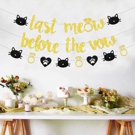 Last Meow Before the Vow Banner, Glitter Cat Lover Bunting Garland, Cat Hen Party, Bridal Shower, Bachelorette, Engagement Party Decorations Supplies