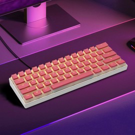 Happy Balls Pink Pudding Keycaps Translucent PBT Keyset Backlit OEM Profile ANSI/ISO Layout for Mechanical Keyboard Compatible with Cherry MX, Gateron, Kailh, Outemu Switch(Pink Pudding Keycaps)