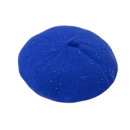 RUNQIU Women's Knit Beret, Beautiful Silhouette, Stylish, Loose, Small Face Effect, Spring, Summer, Fall, Winter, blue