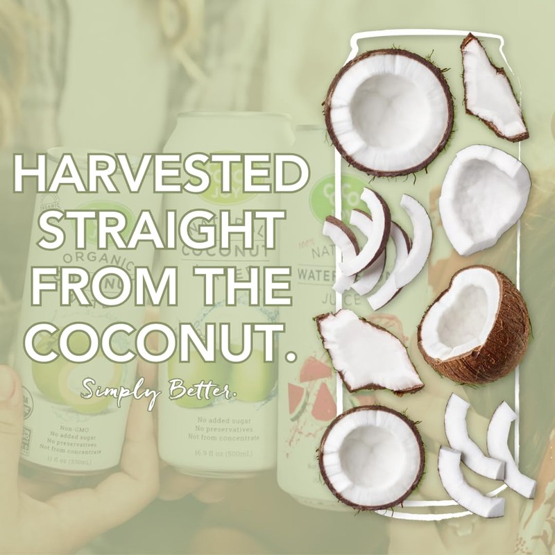 CoCo Joy Natural Coconut Water, Low-Calorie, High-Calcium, Nutrient-Rich Drink 6