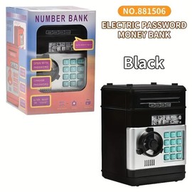 Piggy Bank Cash Coin Can ATM Bank Electronic Coin Money Bank for Kids Age 3-12, Money Savings Box Mini ATM Coin Bank Toys Gifts for 3 4 5 6 7 8 9 10 11 12 Year Old Boys Girls - Color: Black
