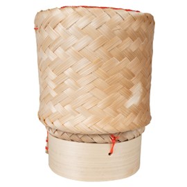 CCcollections Traditional Handmade Bamboo Sticky Rice Basket - Eco Friendly Serving Basket for Rice (Round Sticky Rice Basket)