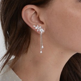 Stocking Stuffers Wedding Earrings for Brides Silver Prom Earrings Rhinestone Tassel Earrings for Teen Girls