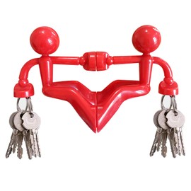 Key Hooks Strong Magnetic Key Holder Key Sucker for Fridge Freezer Metal Novelty Gift Ideas (2, Red)