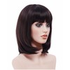 Rugelyss Dark Brown Short Straight Bob Wig with Bangs 12
