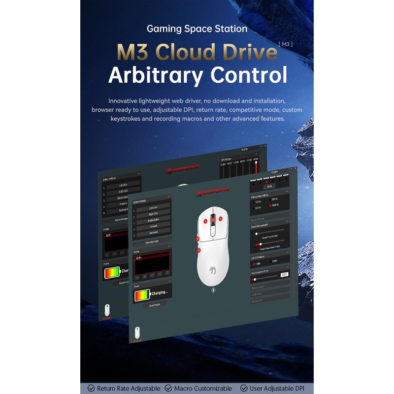 MAMBASNAKE M3 Wireless Gaming Mouse with Lightweight 39g,PixArt PAW3395 PRO