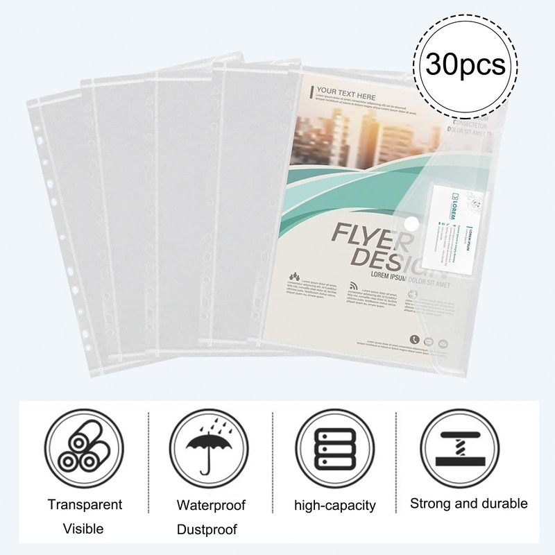 Pack of 30 A4 Document Wallets Waterproof Document Folders for
