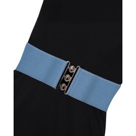 Ro Rox Retro Vintage Belt | Elastic Women's Accessories | Stretchy 50s Nurse With Silver Buckle & Clasp | Waist Belt For Dress | Wide Belt Design | Elasticated Belt For Women & Ladies, Sky Blue, M