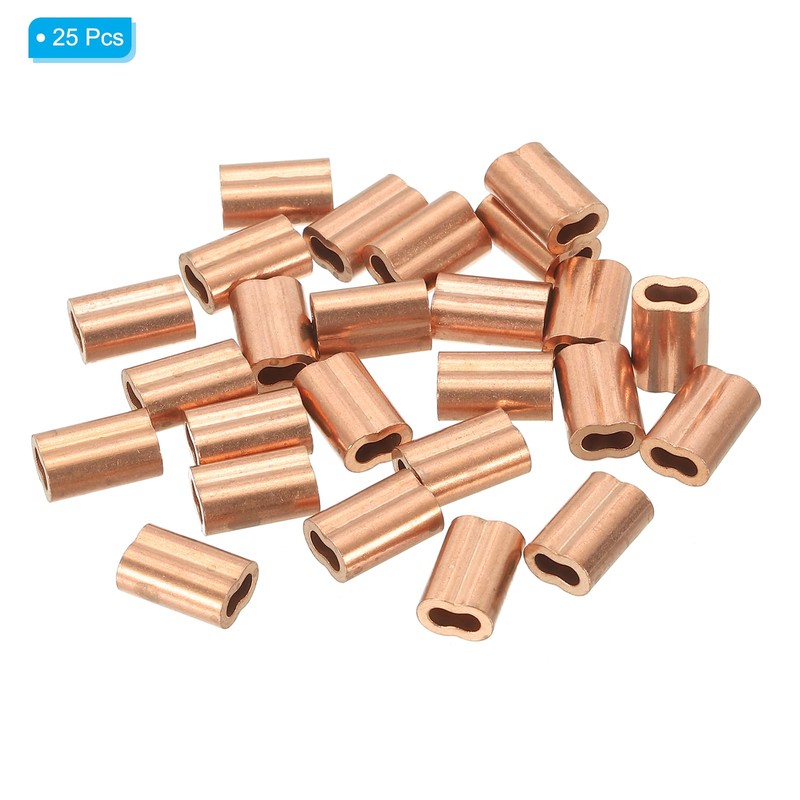 PATIKIL M2.5(3/32") Copper Crimping Loop Sleeve, 25 Pack Wire Rope