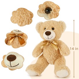 MorisMos Teddy Bear Stuffed Animal 8 Packs 14 in Teddy Bears in Bulk Small Teddy Bear for Centerpiece Baby Shower, Light Brown