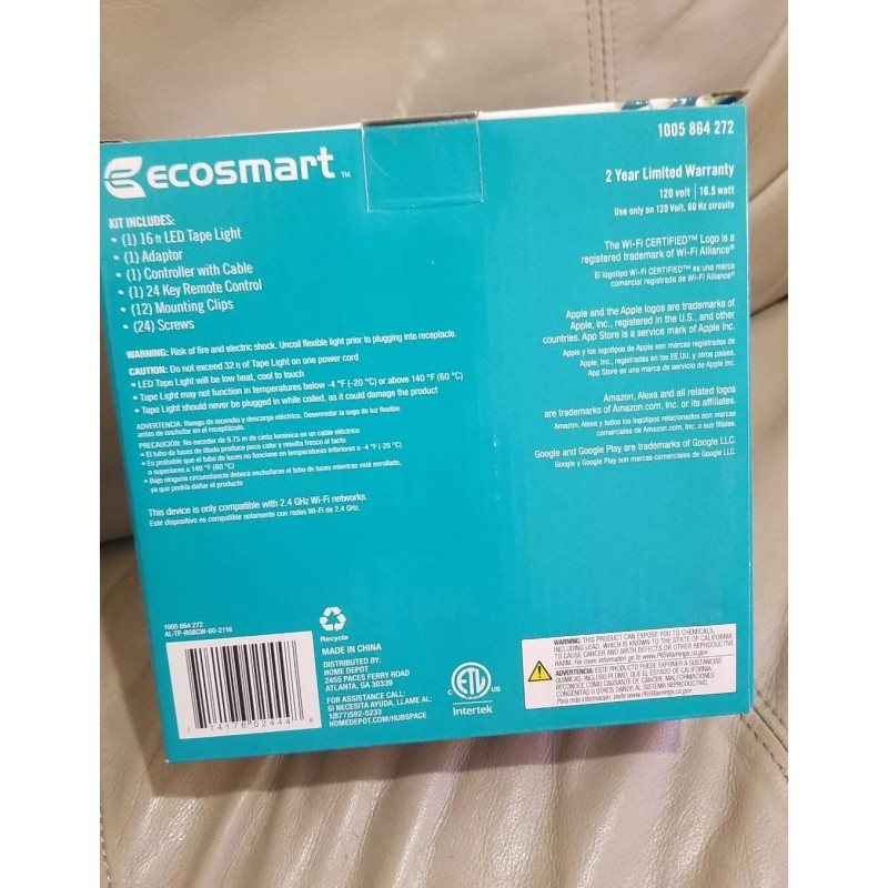 EcoSmart New Ecosmart 8ft LED Smart WIFI Tunable Tape Light-