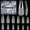 Long Coffin Soft Gel Nail Tips, BORNBYME 240 PCS Pre Buff Full Cover Shaped Nail Extenison Tips Half Matte Gel X Nail Tips
