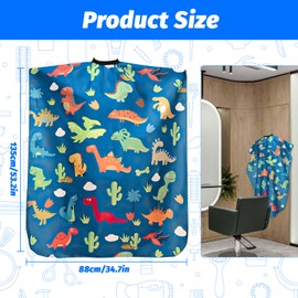 Tapvai 1 Piece Hairdressing Cape Children 135 x 88 cm, Adjustable Small Dinosaur Pattern Cape Hairdresser Professional Cape, Hairdressing Cape for Boys and Girls Adults Hairdressing Salon Accessories,